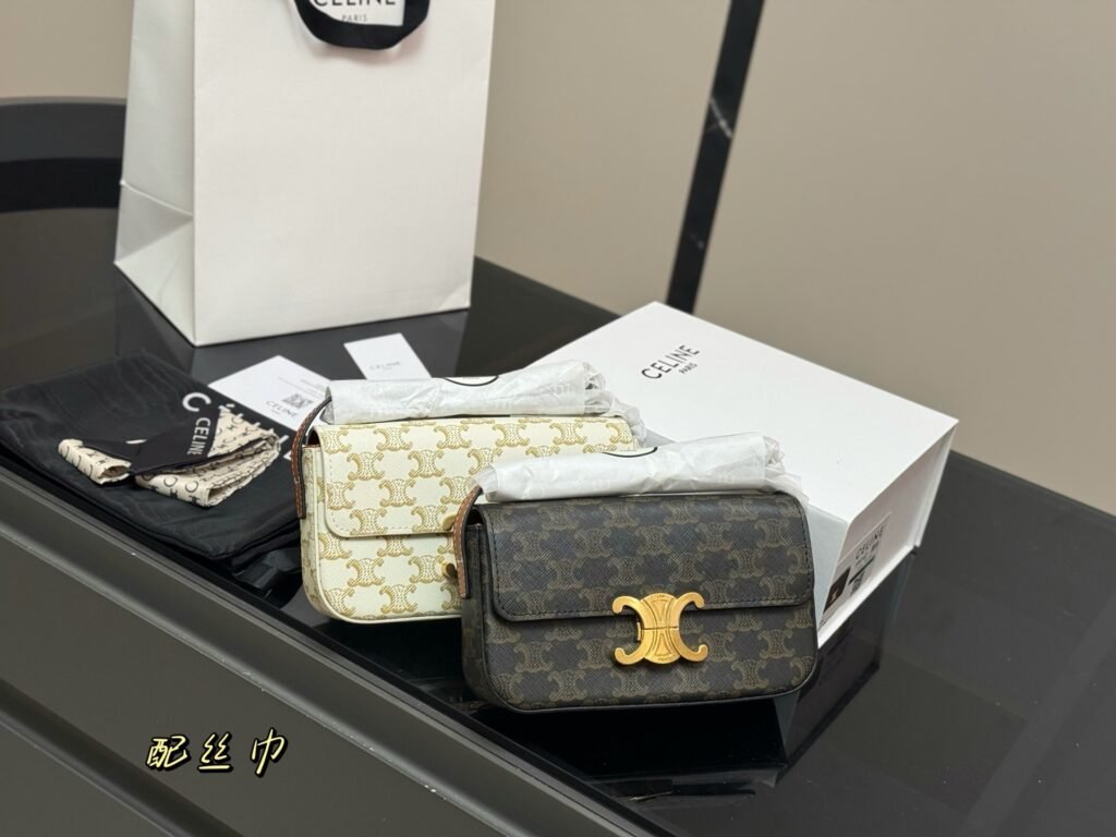 CELINE Triomphe Leather Underarm Bag
