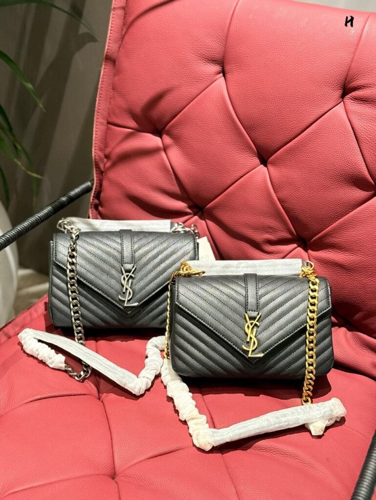 Saint Laurent Classic Messenger — Black & Gold Calfskin, Small