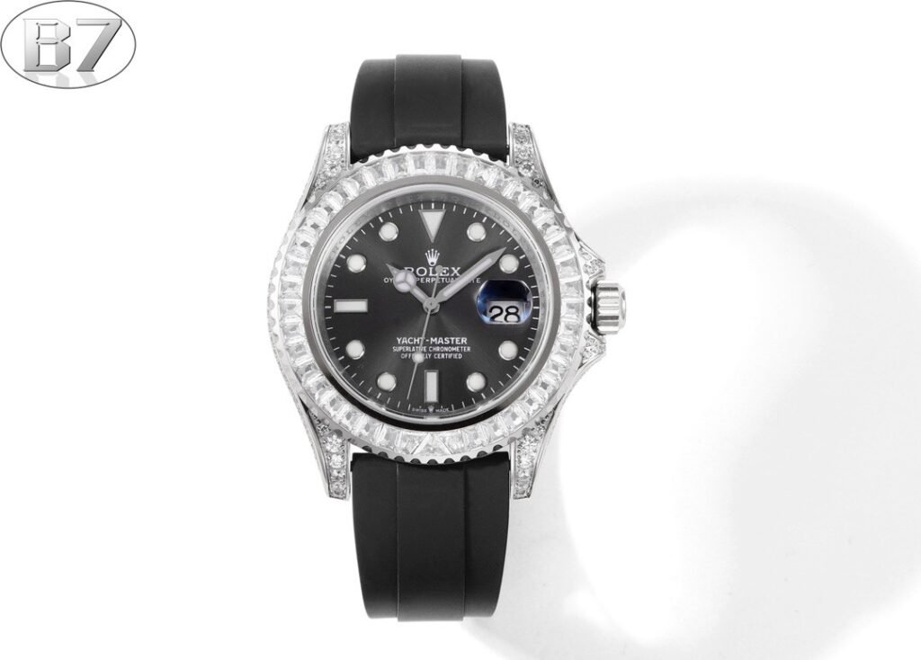 B7 Factory Rolex Yacht-Master with full diamond setting on bezel